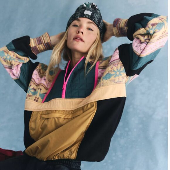 Free People To The Peak Quarter Zip Hot Pink Fairisle Combo NWT - FACTORY SEALED - Picture 3 of 11